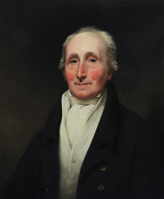 Early 19th century English School Portrait of Robert Nasmyth (married 1819), 30 x 25in.